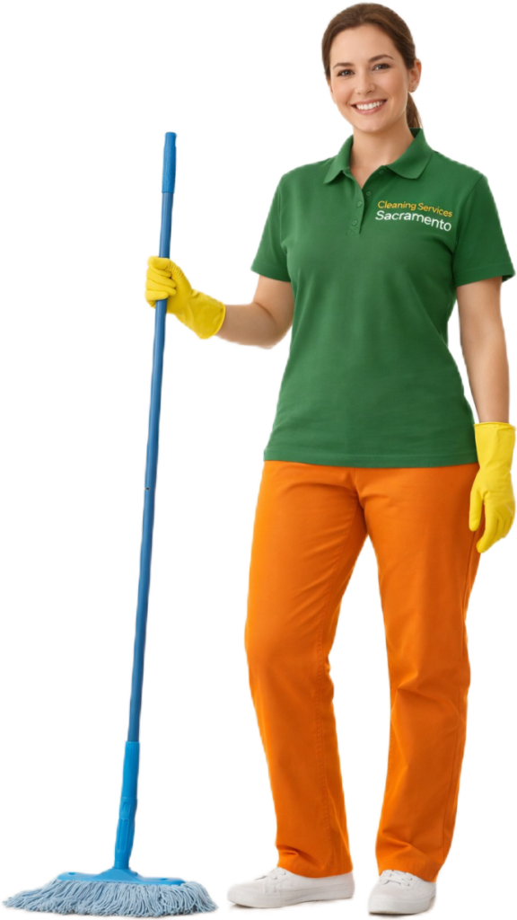 Professional cleaning services with a mop, performed by a cleaner in Sacramento, delivering expert home and office cleaning